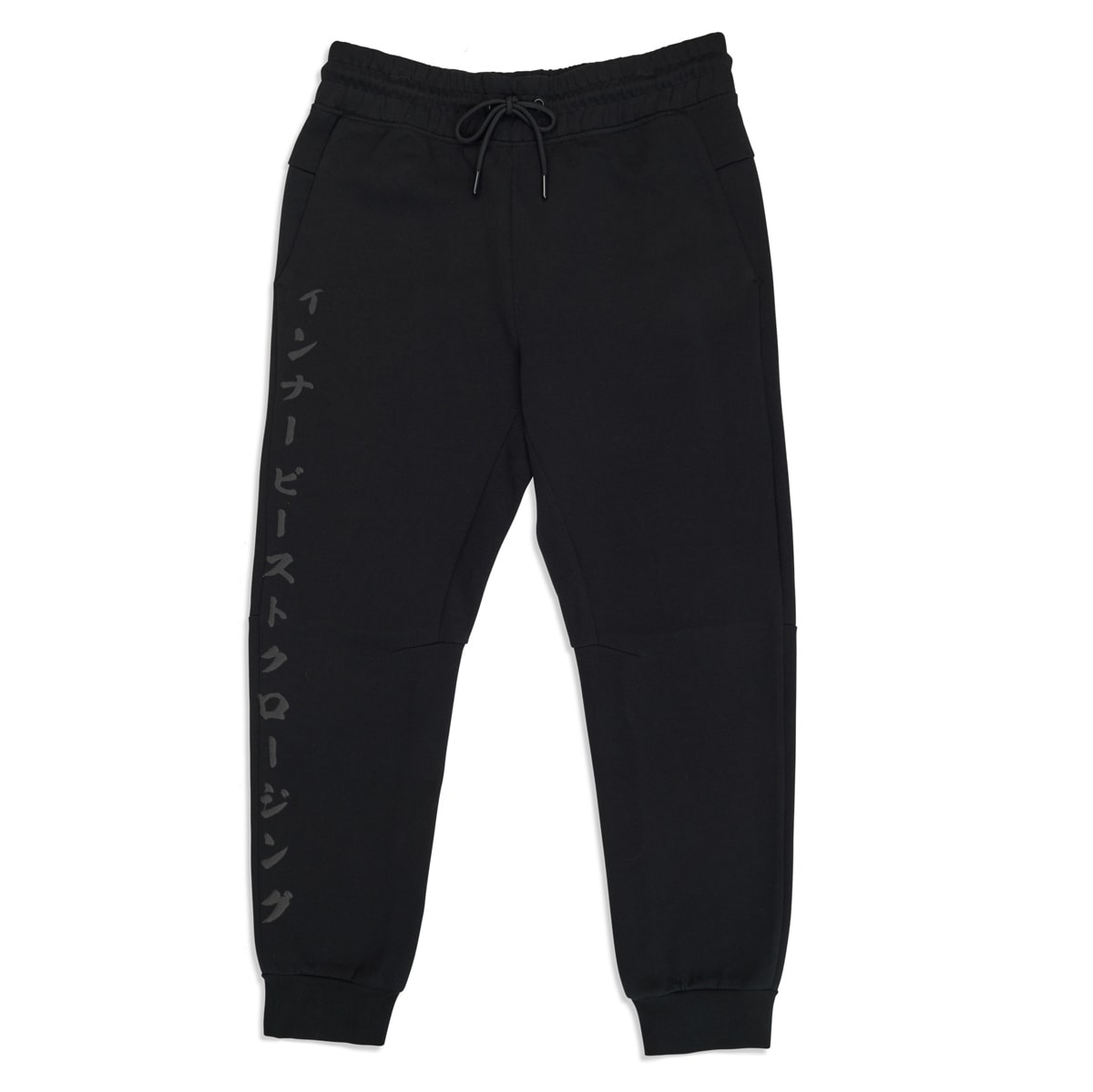 KATAKANA 3D PUFF PRINT BLACK X BLACK 3 LAYER FLEECE JOGGERS image 0
