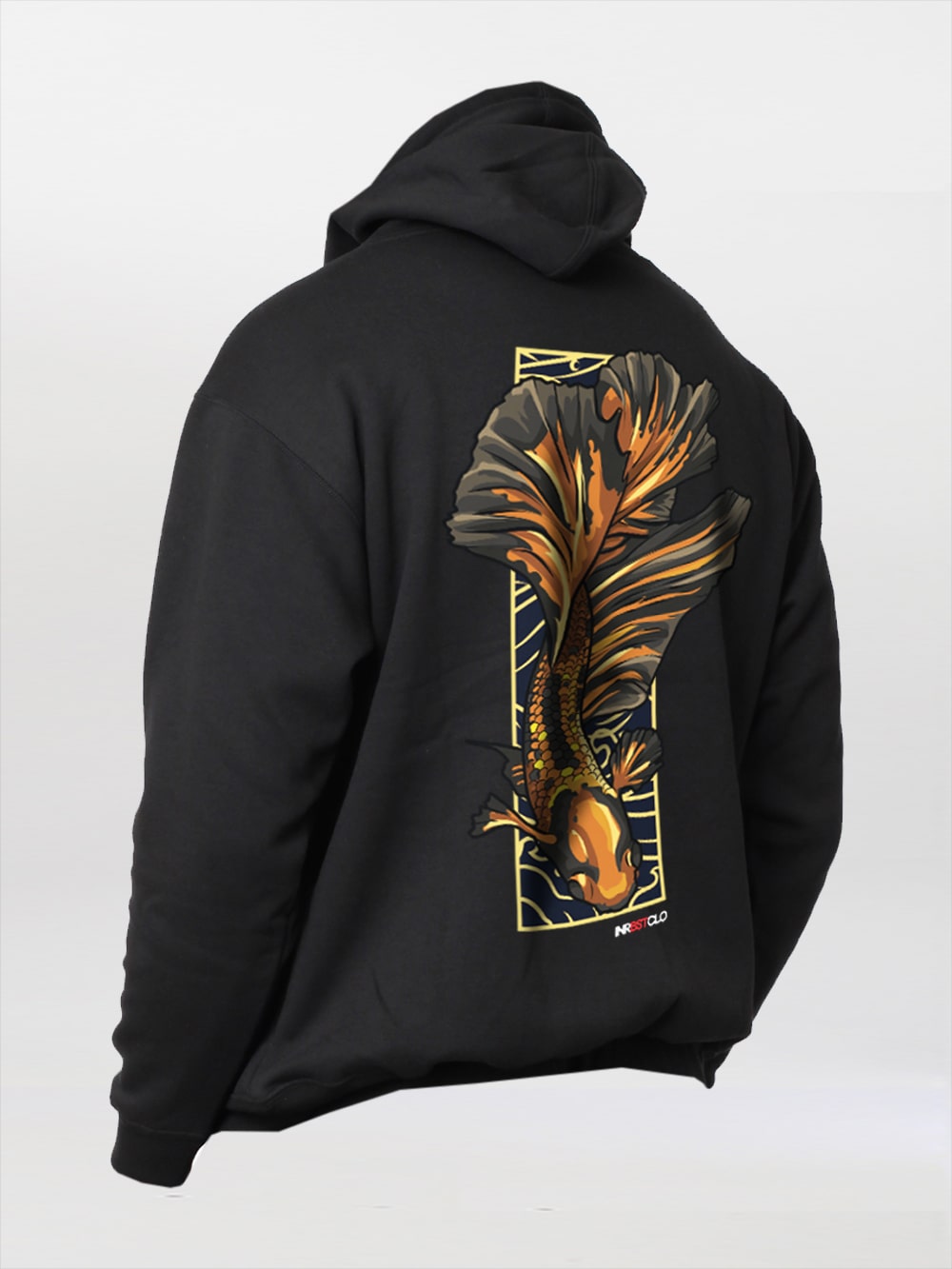 BLACK & GOLD FIGHTING FISH PULLOVER HOODIE image 0