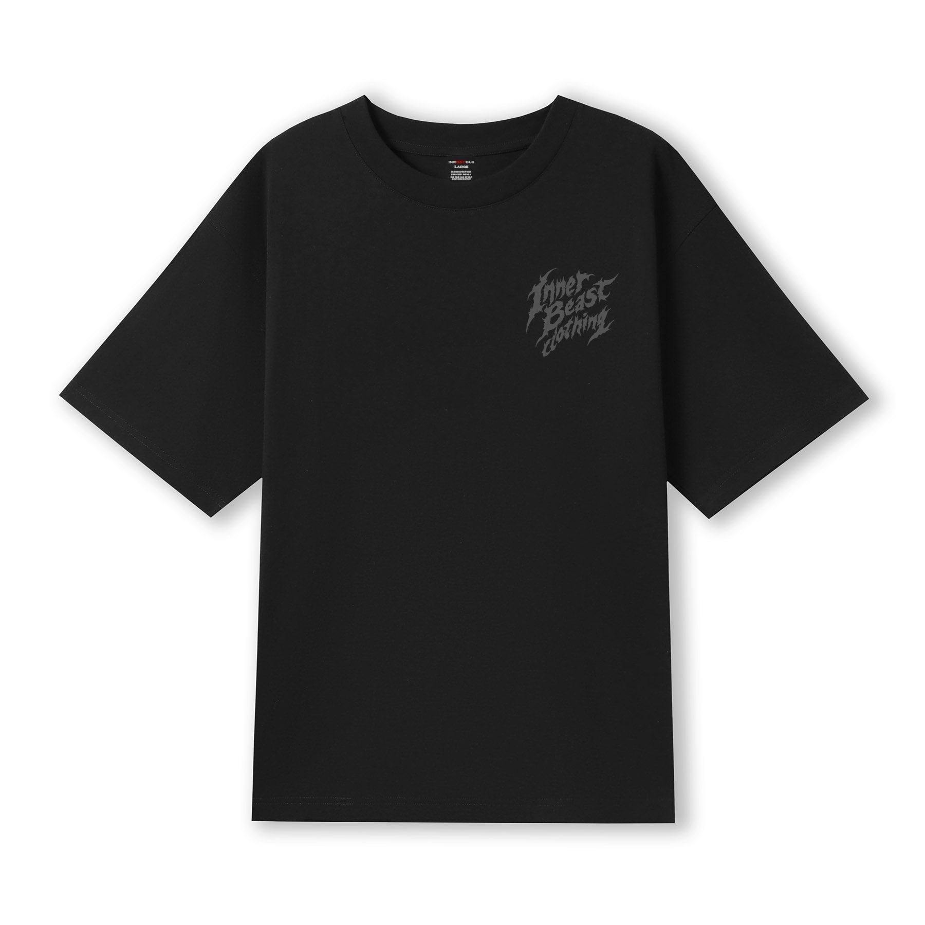 INNER BEAST CLOTHING FLAMES BLACK X BLACK OVERSIZED DROP SHOULDER TEE image 1