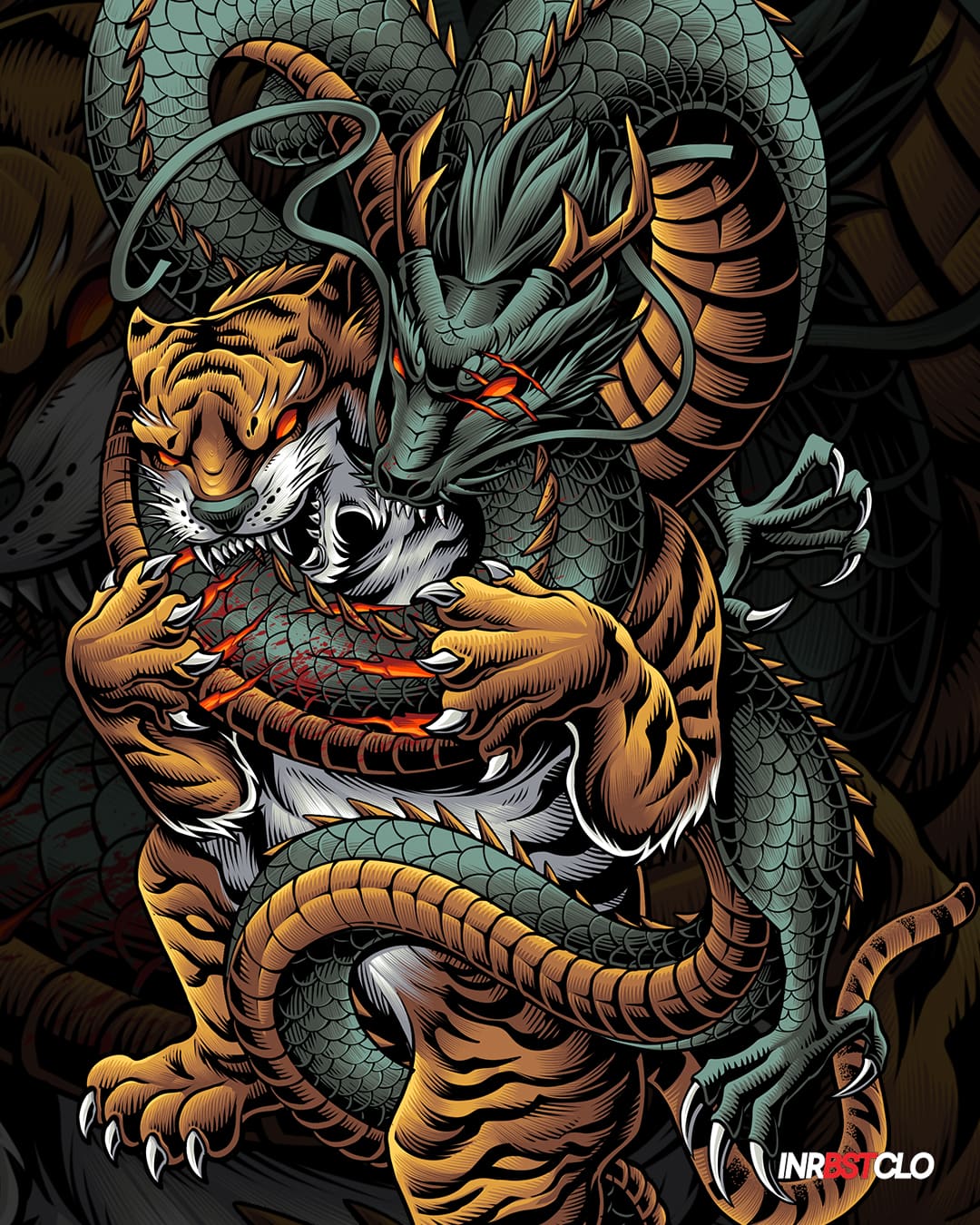TIGER & DRAGON SIDE PRINT TEE image 2