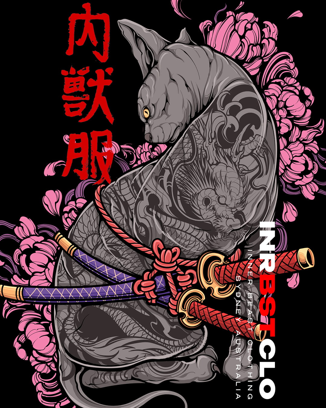 BLACK NEKO SAMURAI TEE image 1