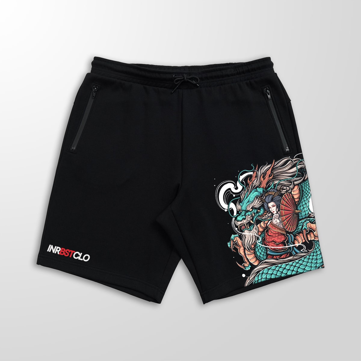 DRAGON GUARDIAN v2 BLACK FLEECE SHORTS W/ ZIP POCKETS image 0