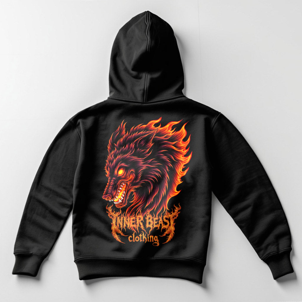 FLAMING WOLF PULLOVER HOODIE image 0