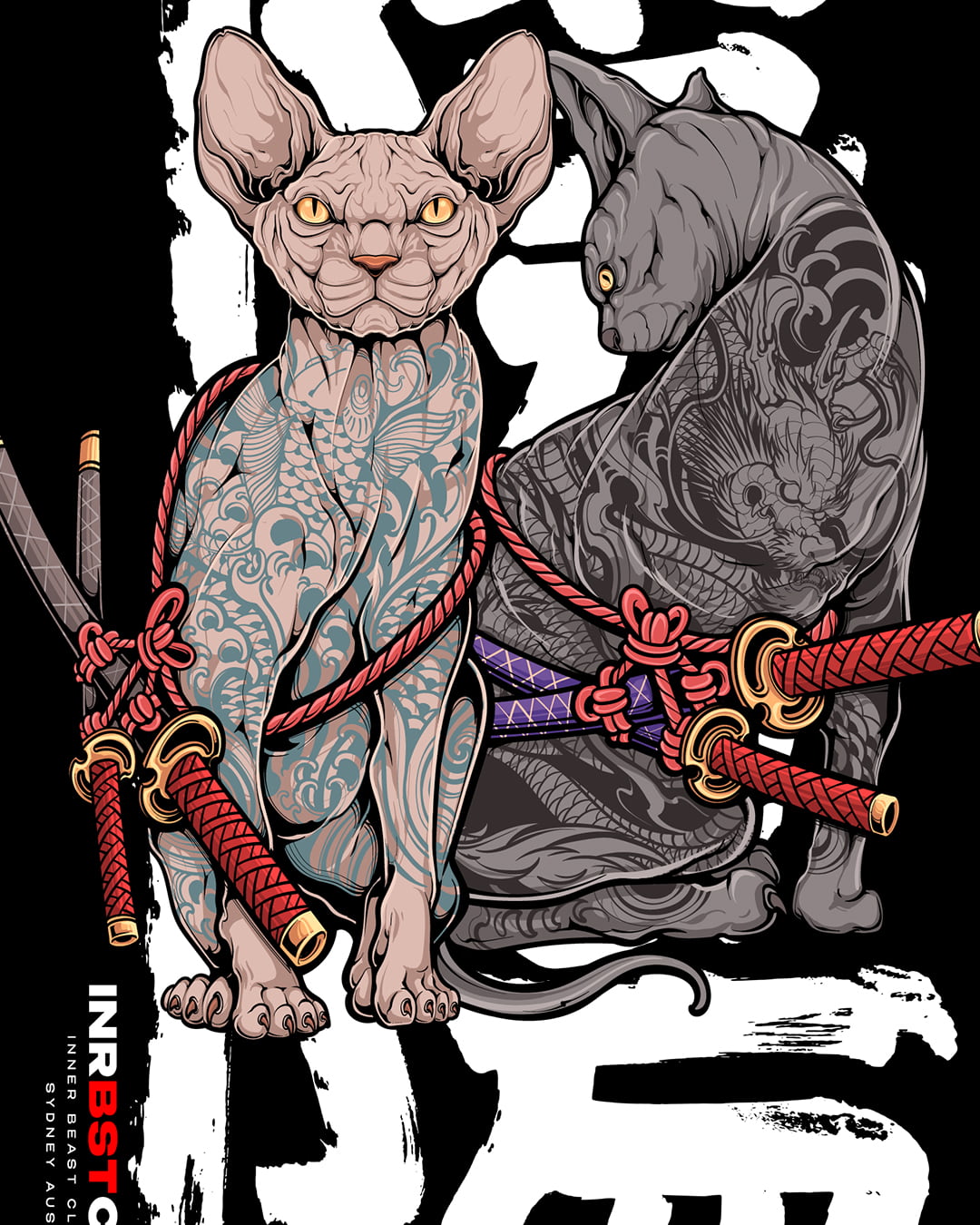 NEKO SAMURAI YIN & YANG TEE image 1