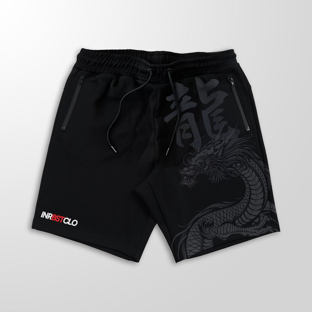 YEAR OF THE DRAGON BLACK FLEECE SHORTS W/ ZIP POCKETS image 0