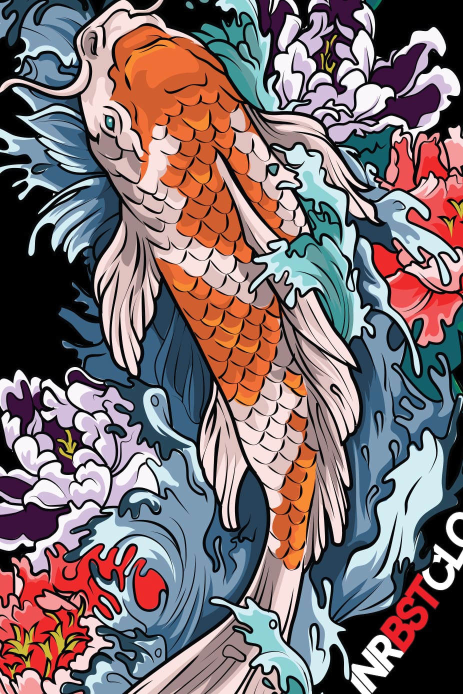 KOI SWIMMING UPSTREAM UNISEX TEE image 1