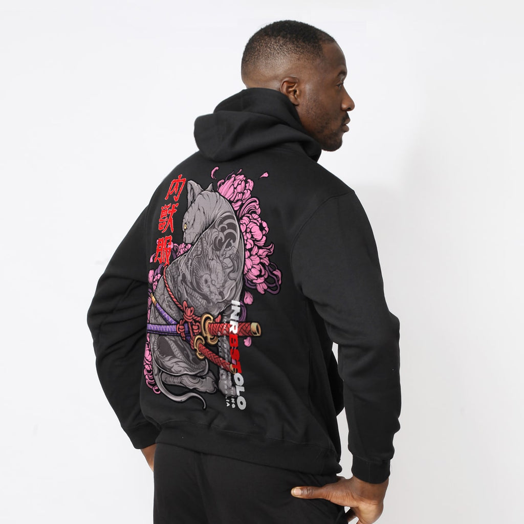 BLACK NEKO SAMURAI PULLOVER HOODIE image 0