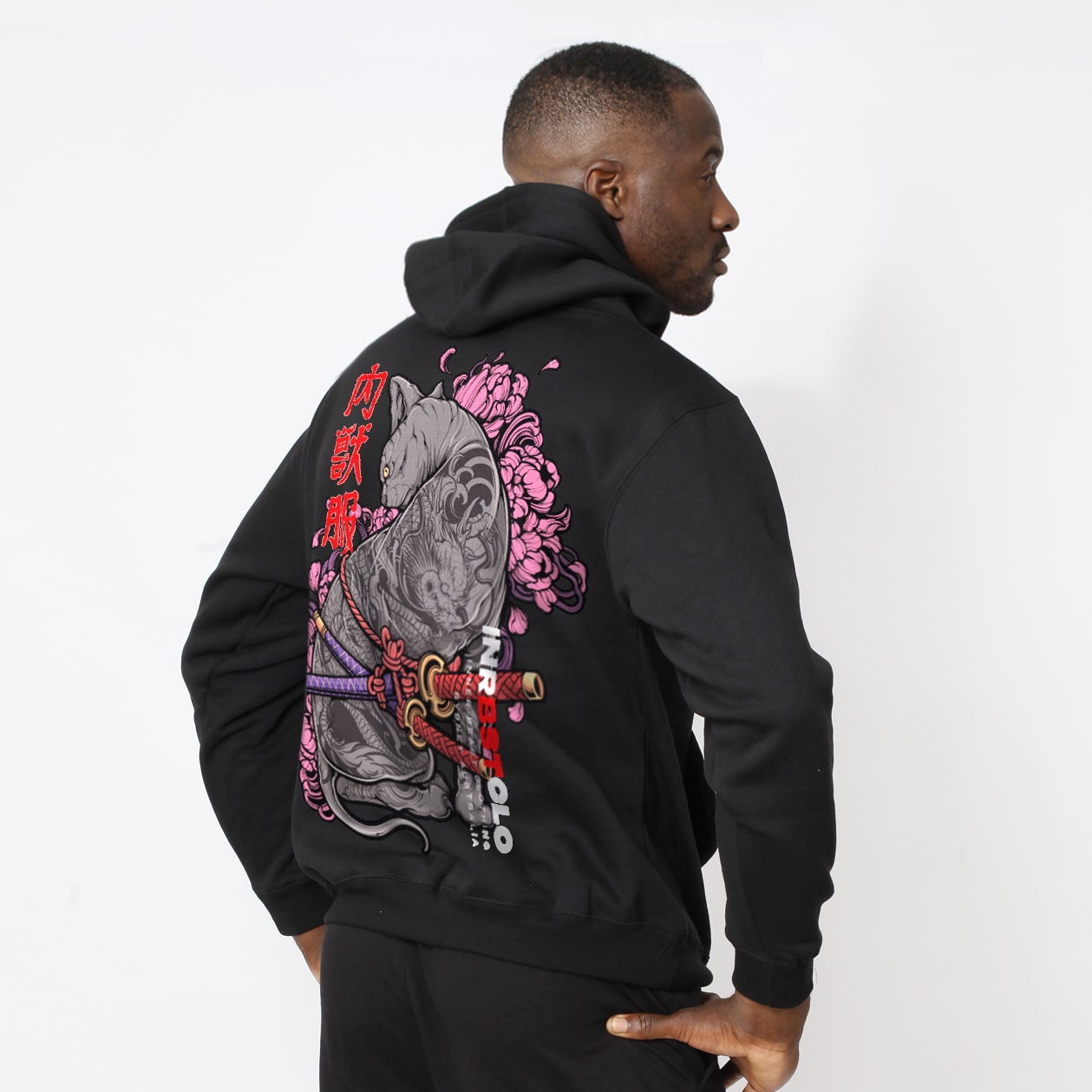 BLACK NEKO SAMURAI PULLOVER HOODIE image 0