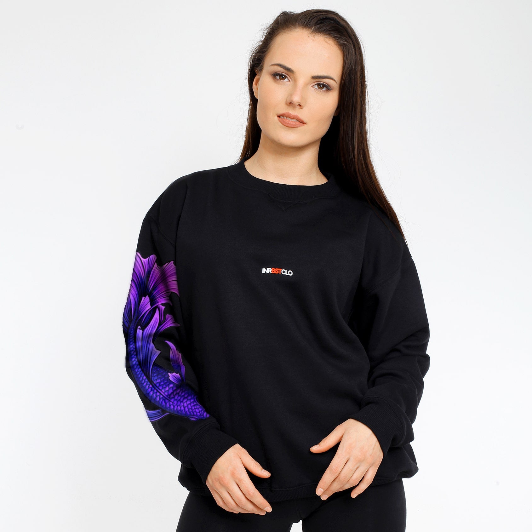 BLUE FIGHTING FISH SLEEVE PRINT 320 GSM JUMPER image 0