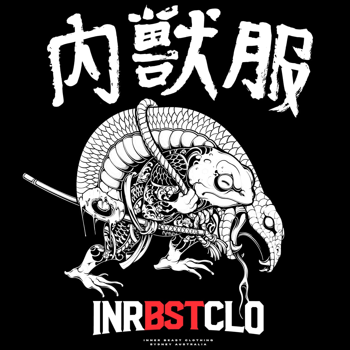 KAERU X SNAKE Black/White TEE image 1
