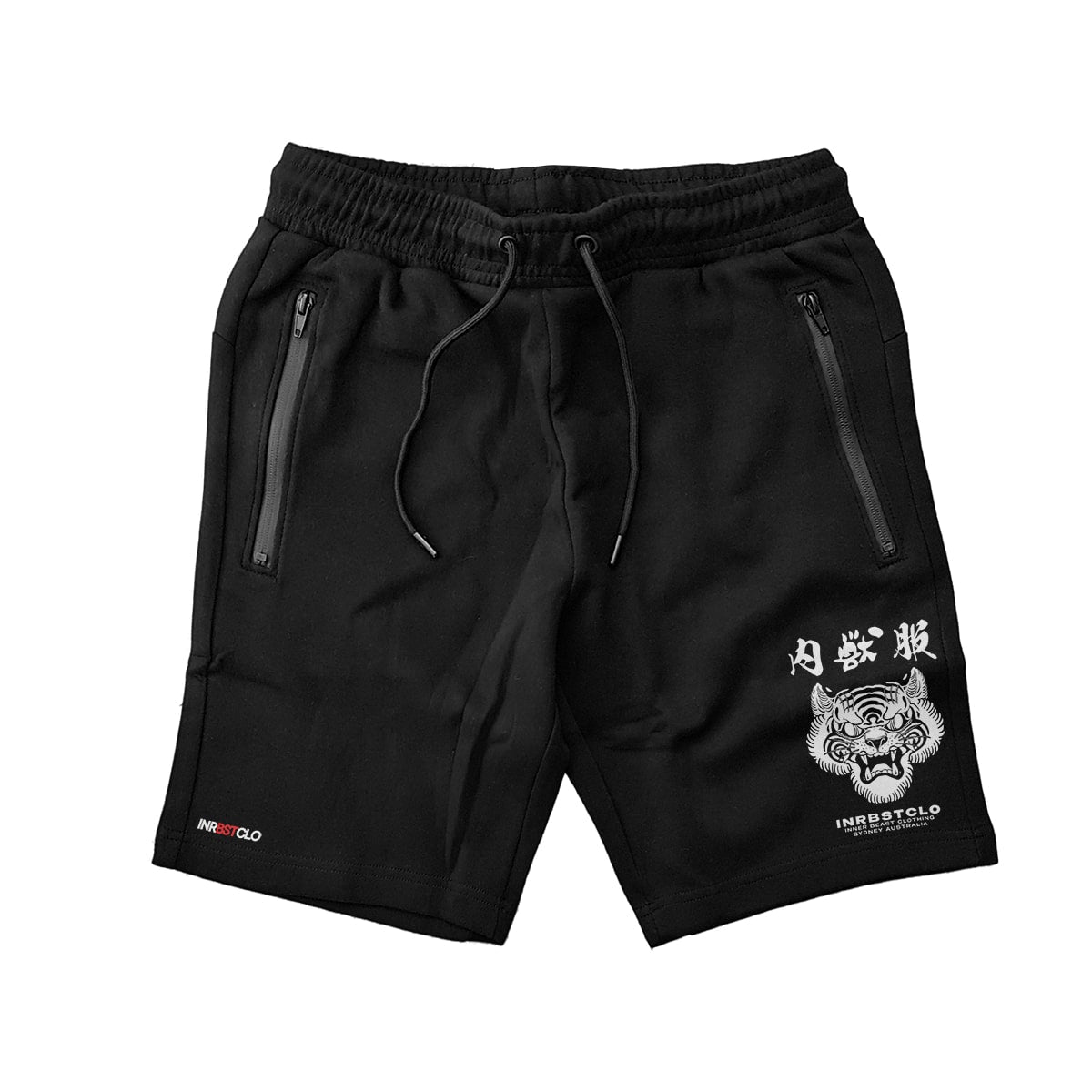 TIGER INRBSTCLO KANJI BLACK FLEECE SHORTS W/ ZIP POCKETS image 0