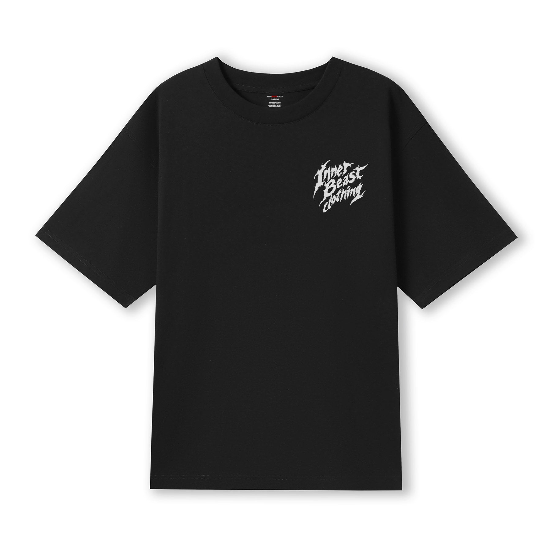 INNER BEAST CLOTHING FLAMES WHITE X BLACK OVERSIZED DROP SHOULDER TEE image 1
