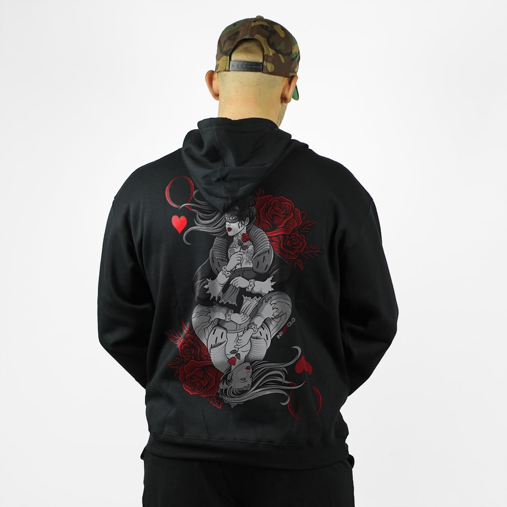 QUEEN OF HEARTS V2 PULLOVER HOODIE - Oversized Print image 0