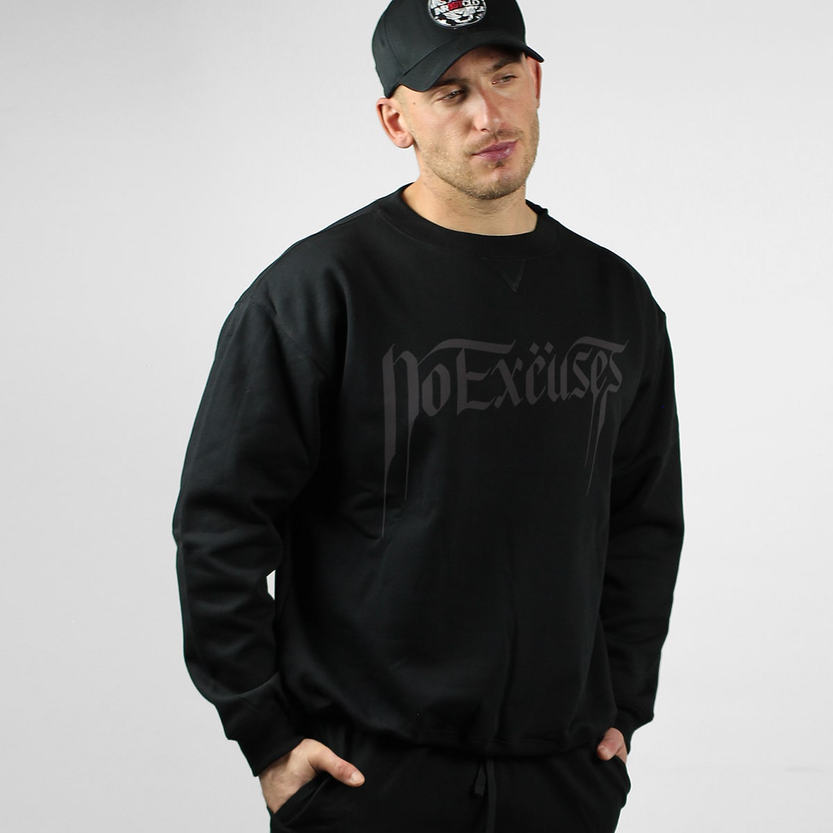 NO EXCUSES BLACK X BLACK 320 GSM JUMPER – Inner Beast Clothing