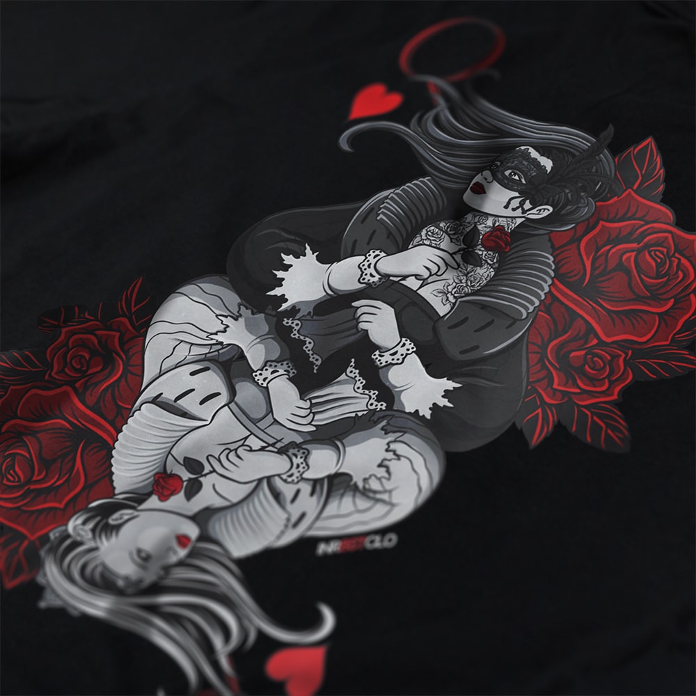 QUEEN OF HEARTS V2 PULLOVER HOODIE - Oversized Print - LARGE image