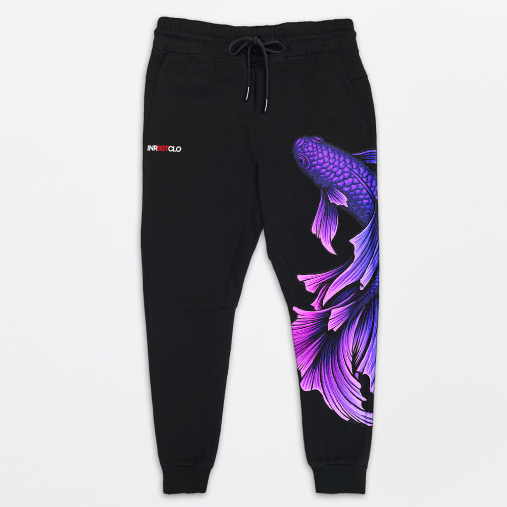 BLUE FIGHTING FISH BLACK 3 LAYER FLEECE JOGGERS image 0