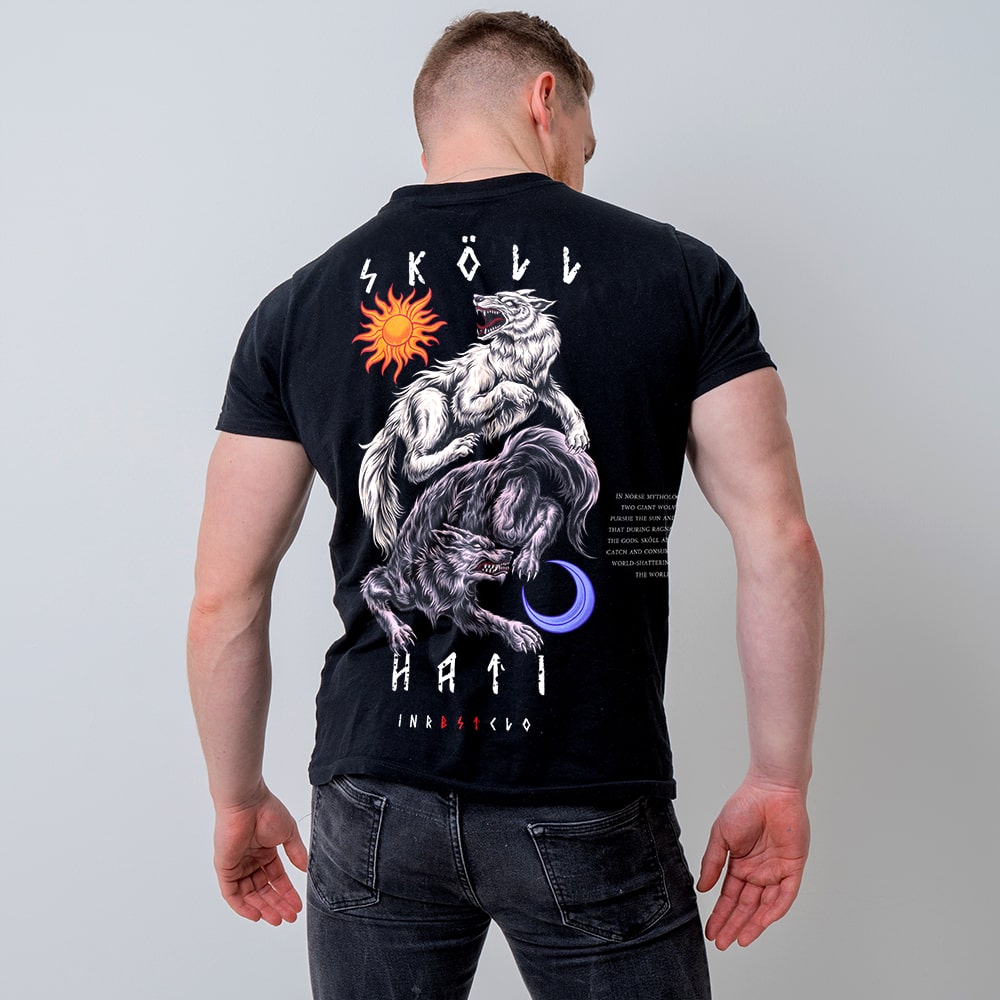 SKOLL & HATI TEE with mythology side print image 0